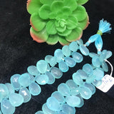 Chalcedony 13X18MM ( pack of 18 pc ) Faceted Pear Briolettes , Peru chalcedony Pear shape, Aqua chalcedony.