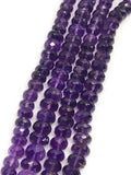Amethyst 10MM faceted Roundel Beads, Good Color in 10" Length , natural Amethyst from Africa , Roundel beads