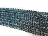 Blue Topaz Faceted Roundel 5-7MM , Top Quality, London Blue topaz Briolette , 118 carat weight per strand,length 15 Inch