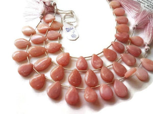 Pink Opal Pear Beads- Length 8 Inches , Pear shape Size 12X17 to 13X18 MM ,Natural Opal , pink briolette . 21 gm necklace