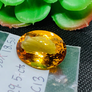 Citrine Faceted Oval Cabochon 24.50x18.50 mm size Weight 29.5 Cts  Code # C13 AAA Quality- Natural Citrine Faceted Oval Cabs