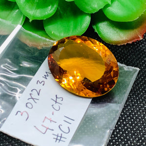 Citrine Faceted  Oval Cabochon 30x23 mm size Weight 47 Cts  Code # C11 AAA Quality- Natural Citrine Faceted OvalCabs-