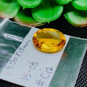 Citrine Oval Faceted Cabochon 19.50X15 mm size Weight 15 Cts  Code # C12 AAA Quality- Natural Citrine Faceted Oval Cabs