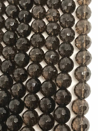 8MM Smoky faceted Round beads, Top Quality perfect round shape . Length 16