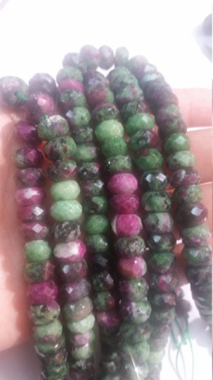 10MM Ruby Zoisite faceted Roundel , Length 16 Inch. AAA Quality beads,  faceted beads