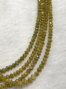 Natural dark yellow Diamond Faceted, Diamond AAA Quality,Size 2-3MM Good Shining ,Length 15" and weight 19 carat( can add clasp on request)