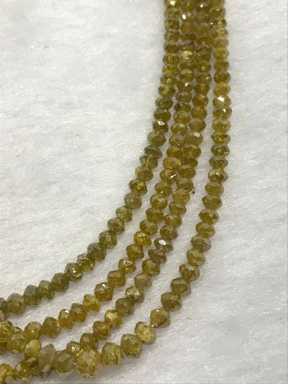 Natural dark yellow Diamond Faceted, Diamond AAA Quality,Size 2-3MM Good Shining ,Length 15