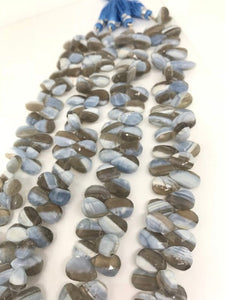 8X12MM Blue Opal with Matrix Faceted Briolettes -Pear , Opal Briolettes ,natural blue opal beads. layout shape