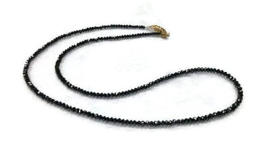 Black Diamond Necklace with 14K gold Clasp , length 17