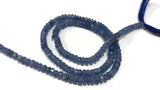 HALF STRAND 100% Natural Blue Sapphire Faceted Roundel 3.5 - 4mm length 8 Inch