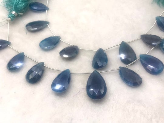 Blue Moonstone Coated faceted Pear Shape - Length 8 Inches , shape Size 14X19-15X25 MM , Moonstone coating , AAA Quality gemstone