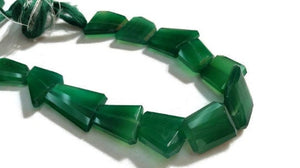 Green Onyx Flat Faceted Nugget Shape Around 19X22MM , Length 10"