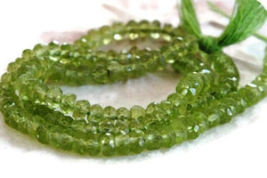 4MM Peridot faceted Roundel AAA Grade Machine cutting beads - Length 14 Inch