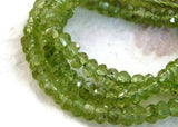 Peridot faceted Roundel 3-3.5 MM AAA Grade Machine cutting beads - Length 14 Inch