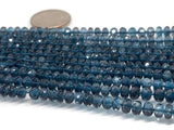 London Blue Topaz 6-7MM Faceted Roundel,  London Blue topaz Rondelles , Length 10 Inches - - Blue topaz Beads