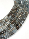 7 mm Moss Aquamarine Faceted Rondelles, 17 Inch Strand, AAAA Quality- Moss Aquamarine Faceted Beads - Top Quality Gemstone Beads