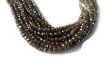 4MM China Cut Natural Pyrite Faceted Round , Natural Super Fine Cutting small size beads , length in 40Cm