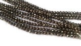 4MM China Cut Natural Pyrite Faceted Round , Natural Super Fine Cutting small size beads , length in 40Cm