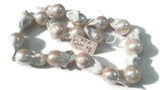 FRESH WATER Pearl Baroque Shape , White pearl Nugget shape . Length 16" , Size 16X27MM, Natural Pearl Necklace