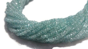 Aquamarine faceted Rondelles AAA grade, size 3-3.5mm, Length 14" Machine cut