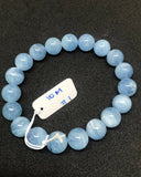 10MM Blue Aquamarine Beaded Bracelet . Length in 7.5 Inch Stretch Bracelet, Aquamarine Bracelet- Top Quality, Code CT