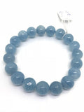 10MM Blue Aquamarine Beaded Bracelet . Length in 7.5 Inch Stretch Bracelet, Aquamarine Bracelet- Top Quality, Code CT