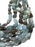 Moss Aquamarine Faceted Nuggets 11-12 x 17-20 mm size Length 17 inch Top Quality AAAA- Moss Aquamarine Beads