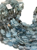 Moss Aquamarine Faceted Nuggets 9-10 x 12-14 mm size Length 17 inch Top Quality AAAA- Moss Aquamarine Beads