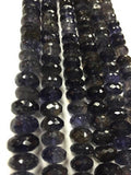 2 Strands Iolite Faceted Roundel Beads 9 mm, Finest AAA Quality Wholesale Price