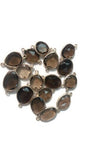 Smoky Quartz faceted slice Silver Connector , 925 Silver Bezel , pack of 6 pc. Size 10-12MM