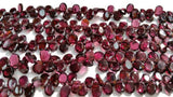 Garnet Faceted Flat Pear Shape, Size 5x7MM , Top Drill beads in 15" red garnet faceted shape