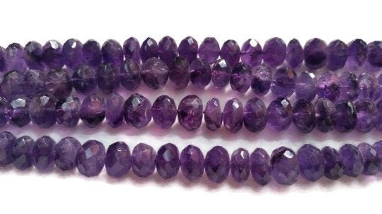 Amethyst 11MM faceted Roundel Beads, Good Color in 15