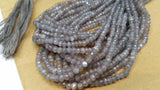 Grey Moonstone faceted Roundel 3.5mm , Length 13.5'' Machine cut Faceted . natural Moonstone beads