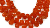 Carnelian Faceted Pear shape 7x9 mm Size Good Quality Carnalian Briolettes length 8 Inch