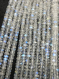 5MM RAINBOW Moonstone Faceted Roundel shape, Length 14'' Top Quality faceted Beads. Blue Rainbow Moonstone