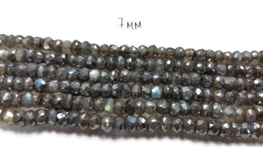 7mm Labradorite Faceted coating Roundel beads, labrdorite faceted beads , length 14 Inch Labradorite coating