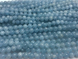 AAA Quality 6 mm Aquamarine Round Beads, Perfect Round Beads- Wholesale Price- Length 40 cm- Blue Aquamarine Beads