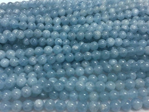 AAA Quality 6 mm Aquamarine Round Beads, Perfect Round Beads- Wholesale Price- Length 40 cm- Blue Aquamarine Beads