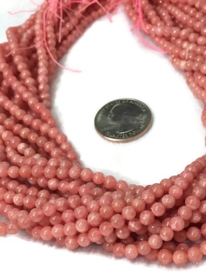 4-4.5 MM RHODOCHROSITE Smooth Round Beads, AAA Grade, Rare Available Quality , Length 40 cm