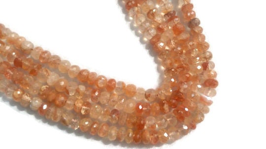 Sunstone faceted Roundel beads 7.5-8MM , Length in 13