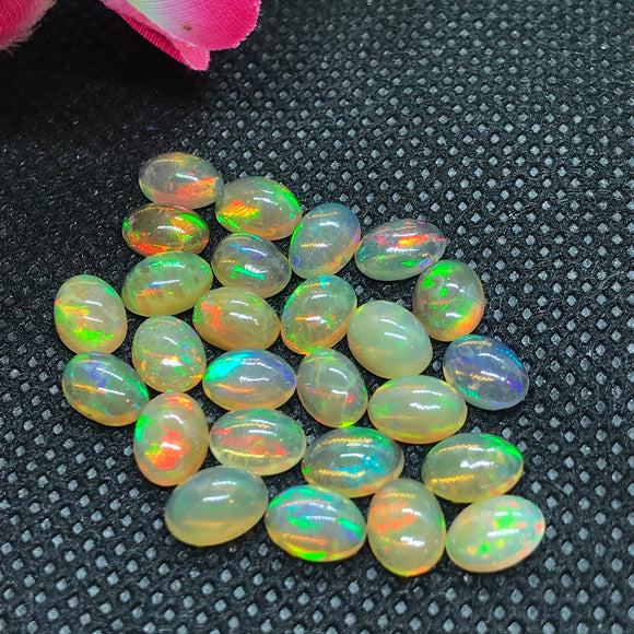 Ethiopian Opal 5X7 MM Oval Cabs Pack of 2 Pieces -Code #2 AA Quality (AA Grade) Opal Cabochon-Ethiopian Opal Cabochon, stud earring size