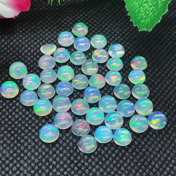 6MM Ethiopian Opal 5 Pcs Code #01- AAAA Quality (4A Grade) Opal Cabochon - Ethiopian Opal Round Cabochon