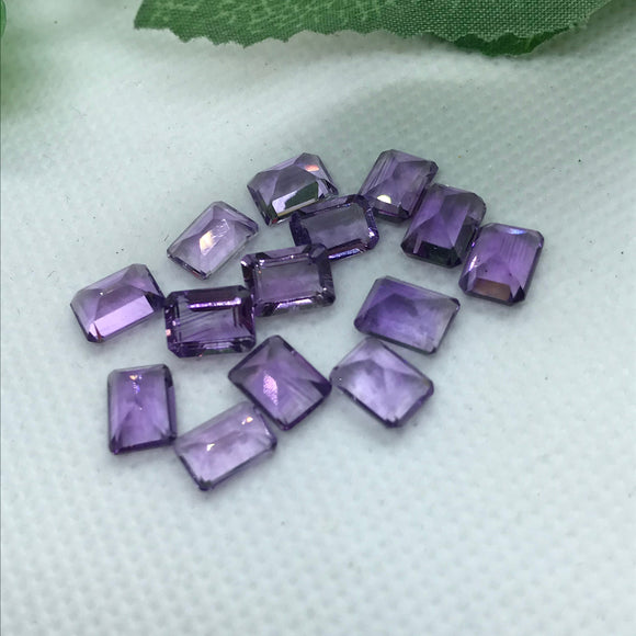 6X8MM  Brazil Amethyst faceted Rectangle Shape, Pack of 4 Pc. Light color Amethyst