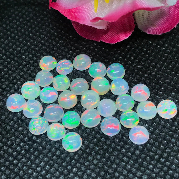 5MM Ethiopian Opal Round Pack 6 Pcs-Code #03- AAA Quality (3A Grade) Opal Cabochon - Ethiopian Opal Round Cabochon