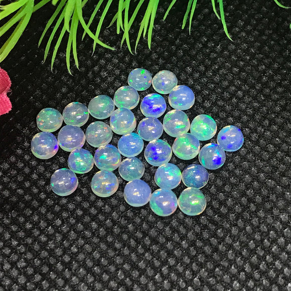 Ethiopian Opal Round Cabochon Pack 16 Pcs 4mm Size Code #02- AAA Quality (3A Grade) Ethiopian Opal Round Cabochon, Transparent Quality