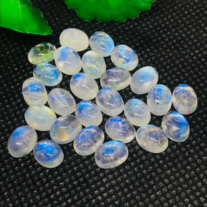 6X8MM Oval Rainbow Moonstone Smooth Cabs, Pack of 6 Pc. Good Quality Cabochons . Blue Flash Moonstone Oval Cabochon