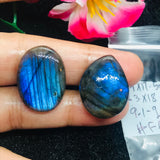 Labradorite Cabochon 24X17 ,23X18 MM AAA,Code (F-68) weight 9.1-gm Labradorite Cabochon- Labradorite Gemstone- Pack of 2 Pcs.
