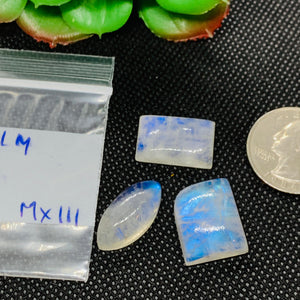 Moonstone Cabochon 20-21 mm Pack of 3 Pcs Weight 11.5 gm Code#MX111 AAA Quality -Rainbow Moonstone Cabochon-Natural Untreated - Rainbow Cabs