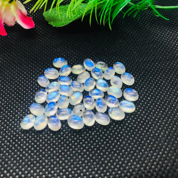 4X6MM Moonstone Oval Cabs, Pack of 8 Pc. Good Quality Cabochons Code AAAA , Moonstone Cabochon , Blue Flash Moonstone