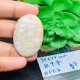 Fossil Coral Cabochon  39X27 MM , Code FC-02  weight -10.9 gm Natural Fossil coral Cabs, Gemstone Pendant .